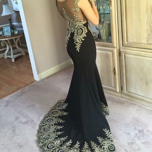 Black and gold gown, prom dress